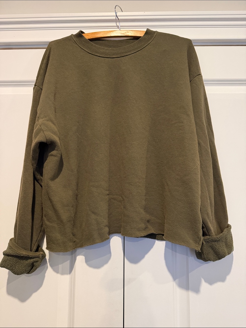 Women's Hey Gang Olive Boxy Crop Crewneck Sweatshirt - Picture 4 of 7